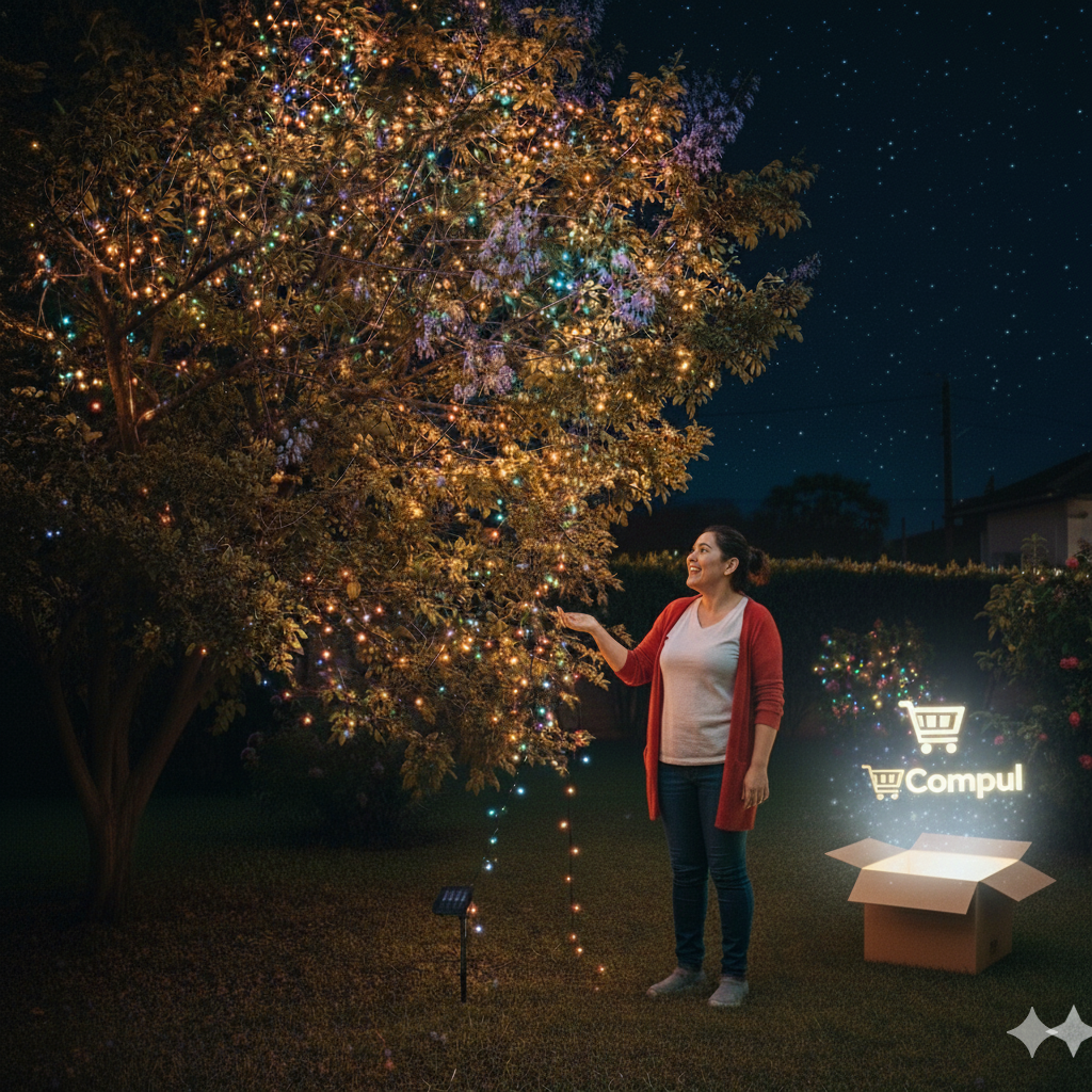 Luz Navideña Sin Enchufes! Panel Solar 30 Metros de Largo!