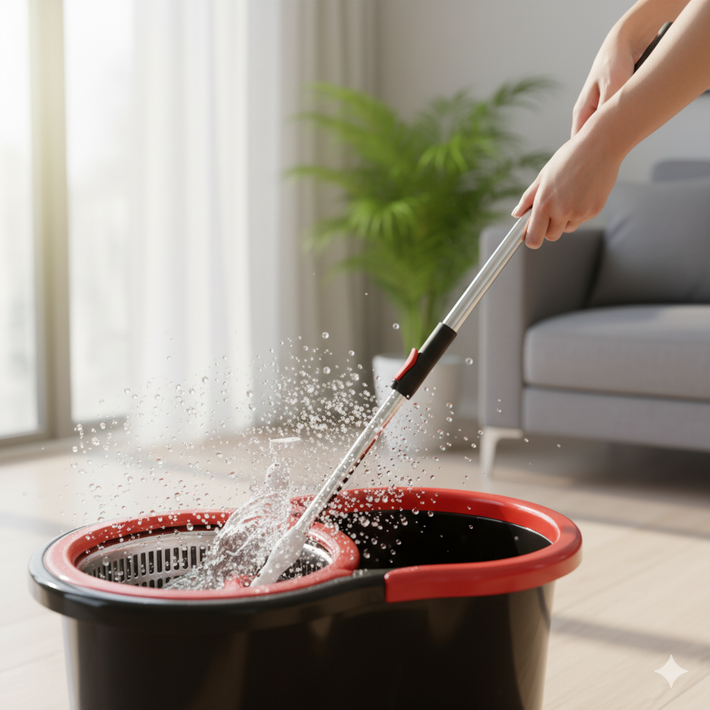 ¡Basta de Dolor de Espalda! Mopa Giratoria Ultra: Limpieza Rápida y Manos Secas